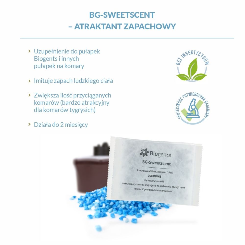 Biogents BG Sweetscent - wkład wabiący (atraktant) do pułapki na komary BG Mosquitaire - zalety