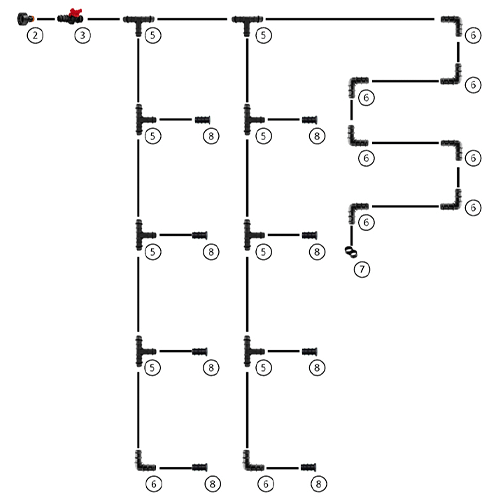 Zestaw Kropelka - linia kroplująca + 100 elementów - przykładowy schemat instalacji