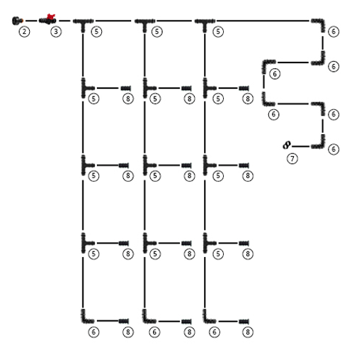 Zestaw Kropelka - linia kroplująca + 164 elementy - przykładowy schemat instalacji