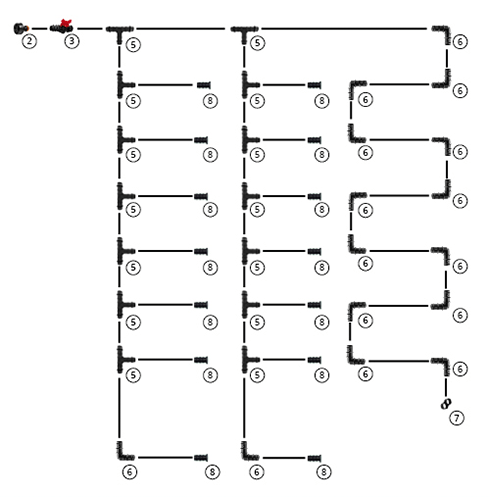 Zestaw Kropelka - linia kroplująca + 174 elementy - przykładowy schemat instalacji