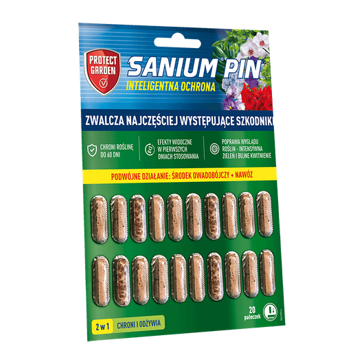 Sanium Pin pałeczki 20 X 2 G - 2w1 - środek owadobójczy + nawóz