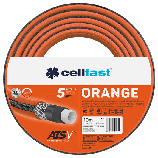 Wąż ogrodowy 5 warstwowy Orange ATSV 1" 10m Cellfast 15-034