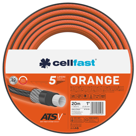 Wąż ogrodowy 5 warstwowy Orange ATSV 1" 20m Cellfast 15-031