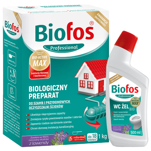 Biofos Professional proszek do szamb 1kg + WC Bio Żel 500ml Inco